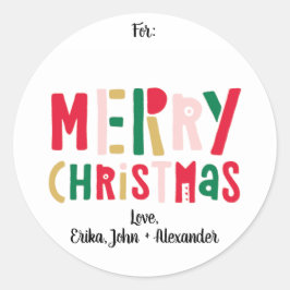 Farbenfrohe Weihnachten Runder Aufkleber