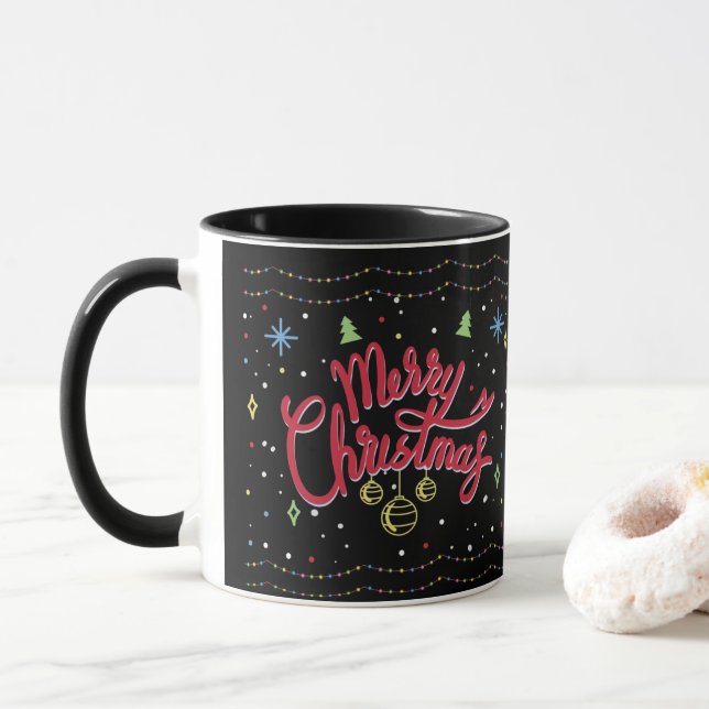 Farbenfrohe Weihnachten Tasse (Mit Donut)