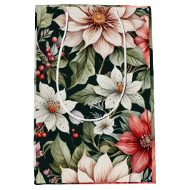 Farbenfrohe Weihnachts-Blume Elegant Schwarz Mittlere Geschenktüte