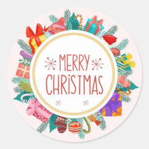 Farbenfrohe Weihnachts Classic Round Sticker