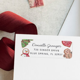 Farbenfrohe Weihnachts-Cookie-Rücksendeadresse