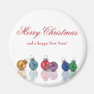 Farbenfrohe Weihnachts-Glitzer-Ornamente Magnet