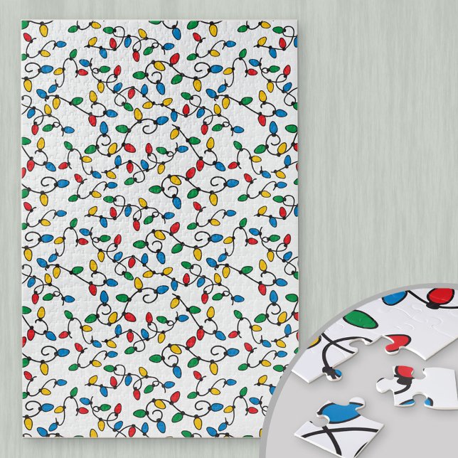 Farbenfrohe Weihnachts-Glühbirnen-Muster schwierig Puzzle (Von Creator hochgeladen)