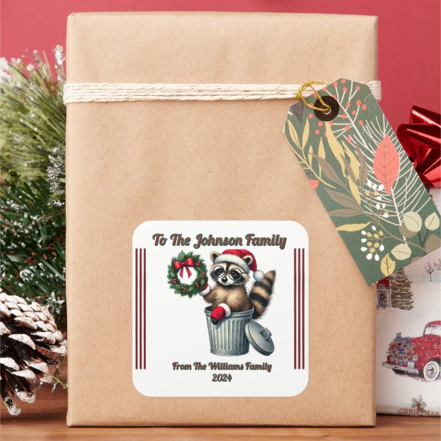 Farbenfrohe Weihnachtsaufkleber für festliche Gesc Quadratischer Aufkleber (Feiertag)