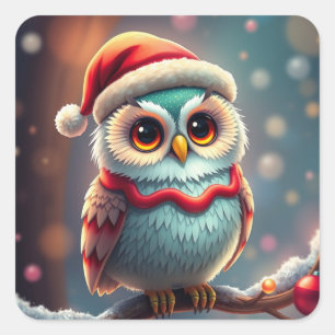 Farbenfrohe Weihnachtsaufkleber Quadratischer Aufkleber