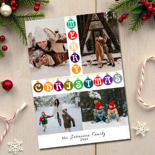 Farbenfrohe Weihnachtsball 4 Foto Feiertagskarte
