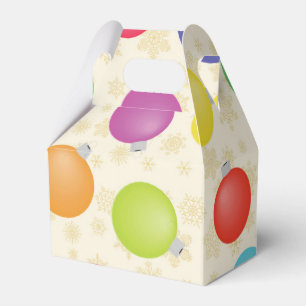 Farbenfrohe Weihnachtsbällchen, Goldene Schneefloc Geschenkschachtel