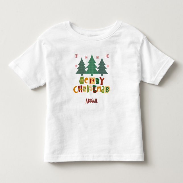 Farbenfrohe Weihnachtsbaum frohe Weihnachten Kleinkind T-shirt (Vorderseite)