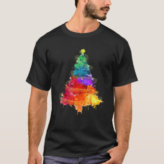 Farbenfrohe Weihnachtsbaum Gefärbte Krawatte Weihn T-Shirt
