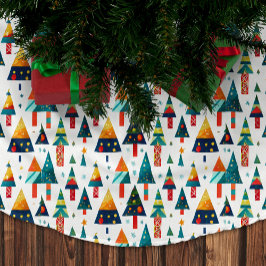 Farbenfrohe Weihnachtsbaum-Illustration Pinienwald Polyester Weihnachtsbaumdecke