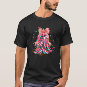 Farbenfrohe Weihnachtsbaum Pink Coquette Bow Chris T-Shirt
