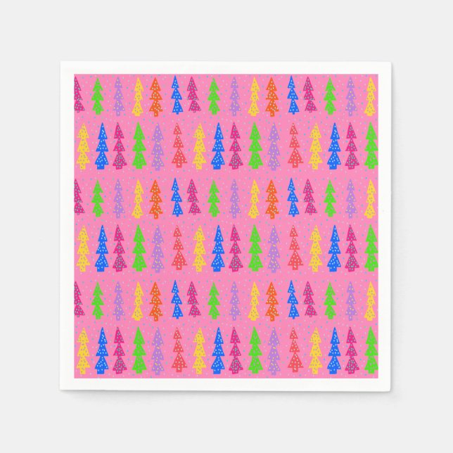 Farbenfrohe Weihnachtsbaum Pop Art Pink Serviette (Vorderseite)