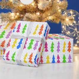 Farbenfrohe Weihnachtsbaum Pop Kunst, Kultur Geschenkpapier