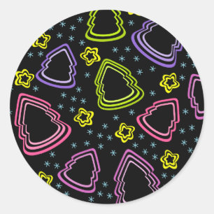 Farbenfrohe Weihnachtsbaumaufkleber Runder Aufkleber