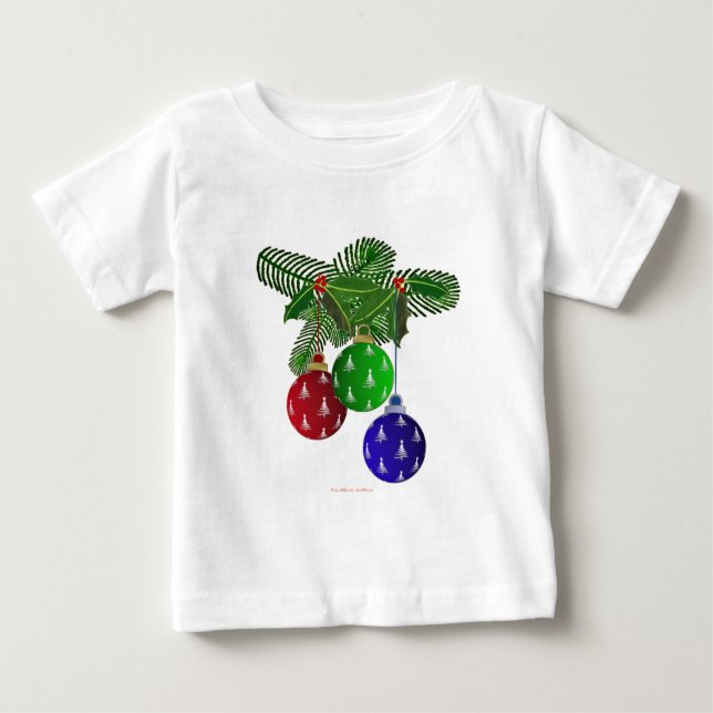 Farbenfrohe Weihnachtsbaumdekorationen Baby T-shirt (Vorderseite)