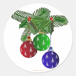 Farbenfrohe Weihnachtsbaumdekorationen Runder Aufkleber
