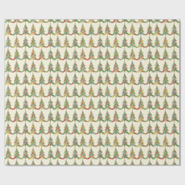 Farbenfrohe Weihnachtsbäume Festlich Geschenkpapier