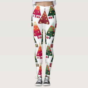 Farbenfrohe Weihnachtsbäume Nahtloses Muster Leggings