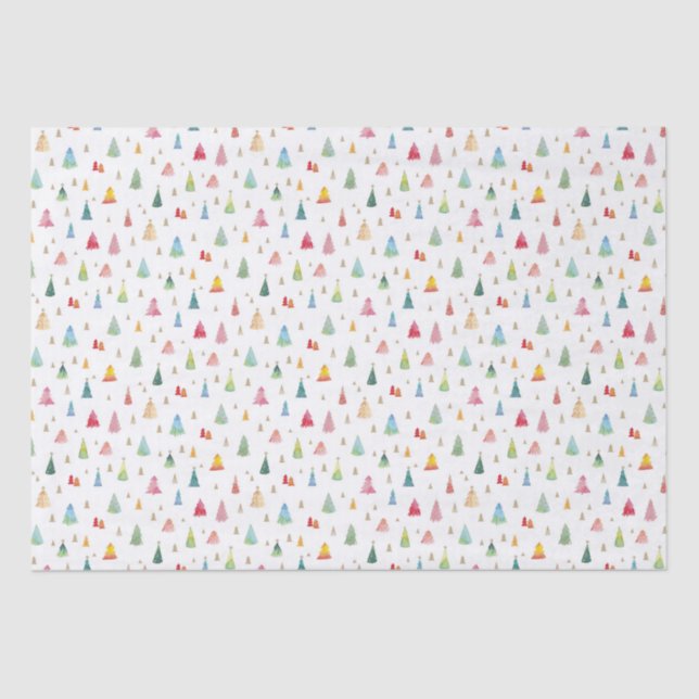 Farbenfrohe Weihnachtsbaumen Urlaub Seidenpapier (Vorderseite)