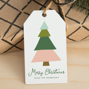 Farbenfrohe Weihnachtsbaumferien Geschenkanhänger