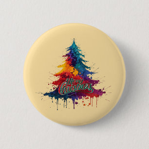Farbenfrohe Weihnachtsbaumkunst - Frohe Weihnachts Button