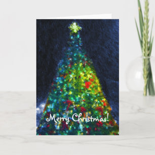 Farbenfrohe Weihnachtsbaummalerei Feiertagskarte