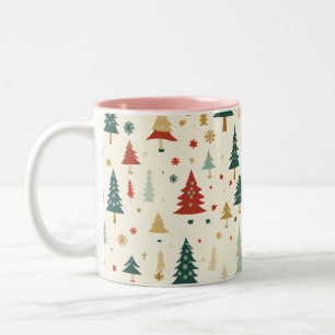 Farbenfrohe Weihnachtsbaummuster-Tasse Zweifarbige Tasse