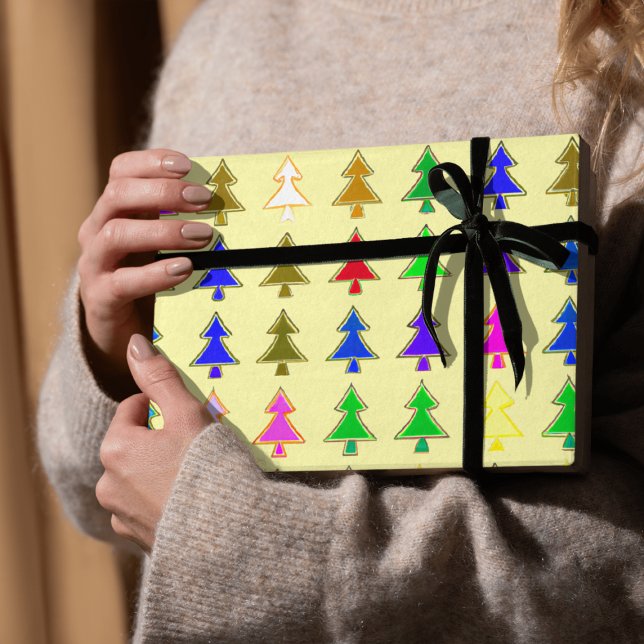 Farbenfrohe Weihnachtsbaumverpackung Geschenkpapier (Von Creator hochgeladen)