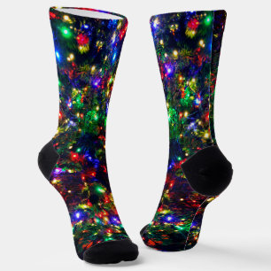 Farbenfrohe Weihnachtsbeleuchtung Bokeh Schimmerfl Socken