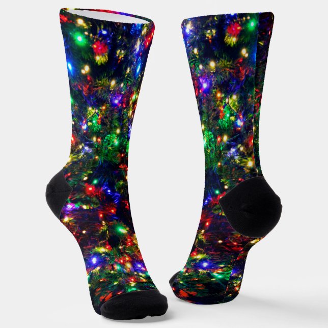 Farbenfrohe Weihnachtsbeleuchtung Bokeh Schimmerfl Socken (Gewinkelt)