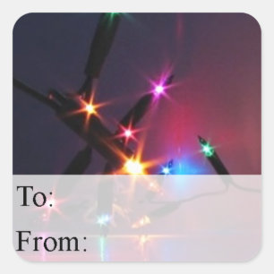 Farbenfrohe Weihnachtsbeleuchtung - Geschenk Tag Quadratischer Aufkleber