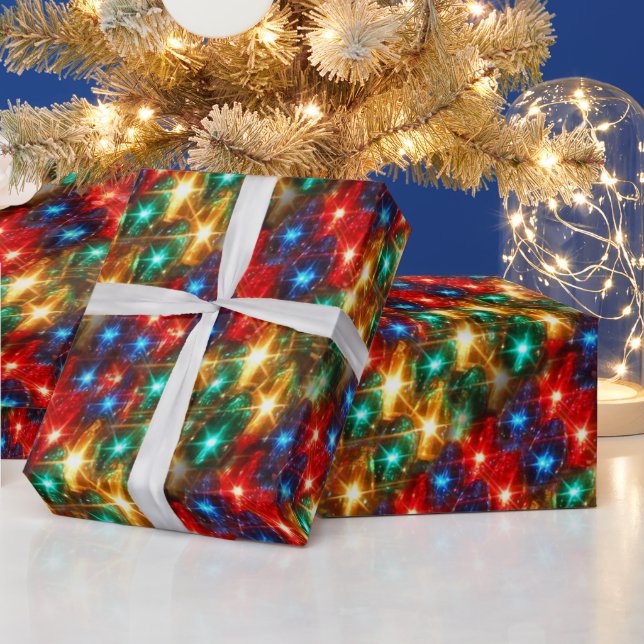 Farbenfrohe Weihnachtsbeleuchtung Geschenkpapier (Feiertage)