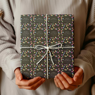 Farbenfrohe Weihnachtsbeleuchtung Mongram Holiday Geschenkpapier