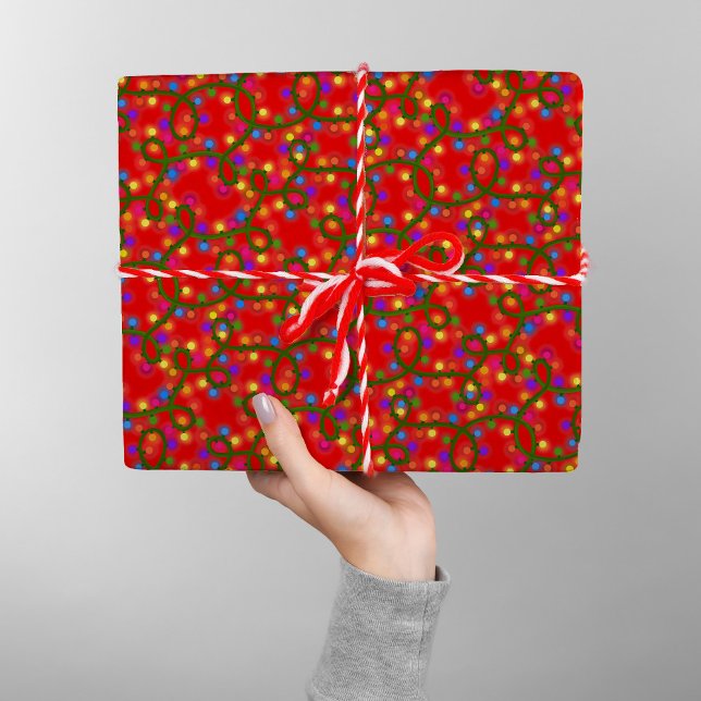 Farbenfrohe Weihnachtsbeleuchtung Niedlich Spaß Mo Geschenkpapier (Von Creator hochgeladen)