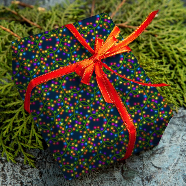 Farbenfrohe Weihnachtsbeleuchtung Niedlich Spaß Mo Geschenkpapier (Von Creator hochgeladen)