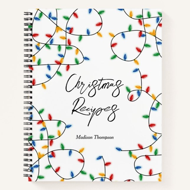 Farbenfrohe Weihnachtsbeleuchtung Weihnachten Weih Notizbuch (Vorderseite)
