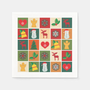 Farbenfrohe Weihnachtscollage Weißbuch Napkin Serviette