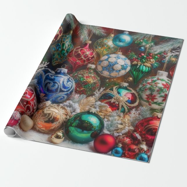 Farbenfrohe Weihnachtsdekoration Geschenkpapier (Ungerollt)