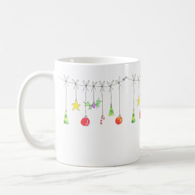 Farbenfrohe Weihnachtsdekorationen Kaffeetasse (Links)