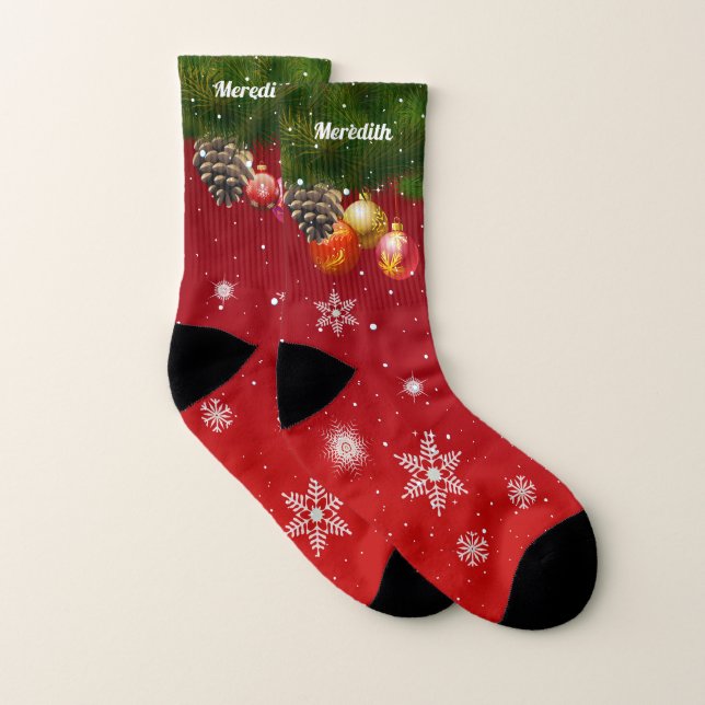 Farbenfrohe Weihnachtsdekorationen Socken (Paar)