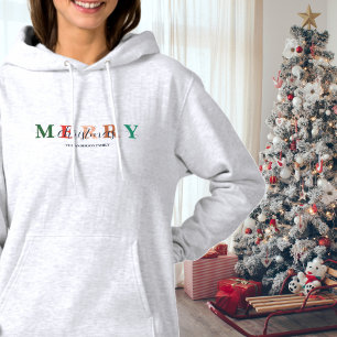 Farbenfrohe Weihnachtsfamilie Minimalistisch Hoodie