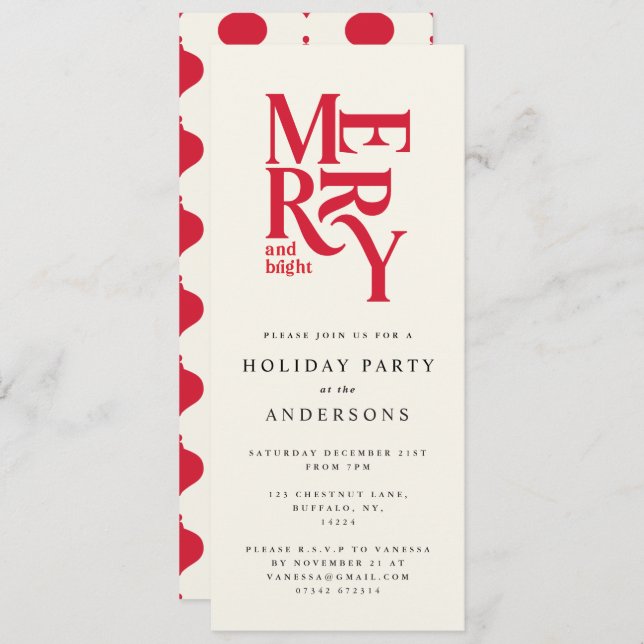 Farbenfrohe Weihnachtsfeier einladen Einladung (Vorne/Hinten)