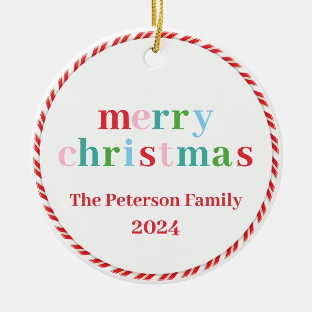 Farbenfrohe Weihnachtsfeier Keramik Ornament (Vorne)