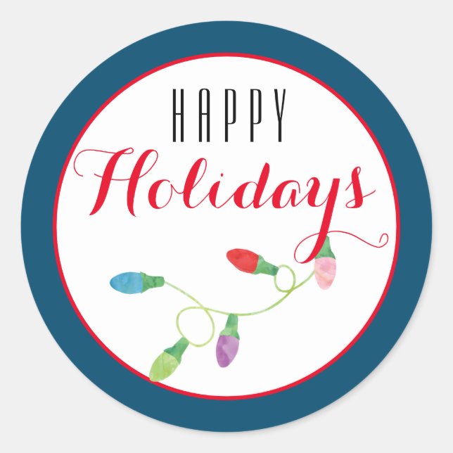Farbenfrohe Weihnachtsfeiertage/ Blau Runder Aufkleber (Vorderseite)