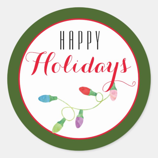 Farbenfrohe Weihnachtsfeiertage/ Grün Runder Aufkleber (Vorderseite)