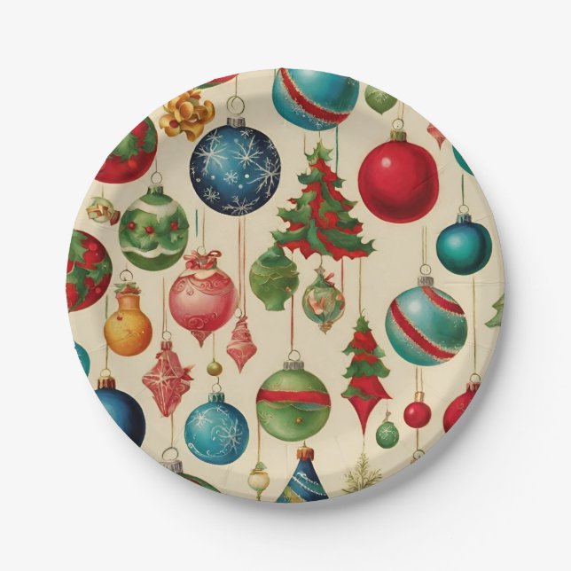 Farbenfrohe Weihnachtsfeiertage Pappteller (Vorderseite)