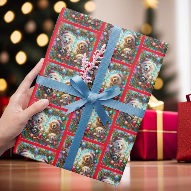 Farbenfrohe Weihnachtsferien Muster für Hunde Geschenkpapier (Von Creator hochgeladen)