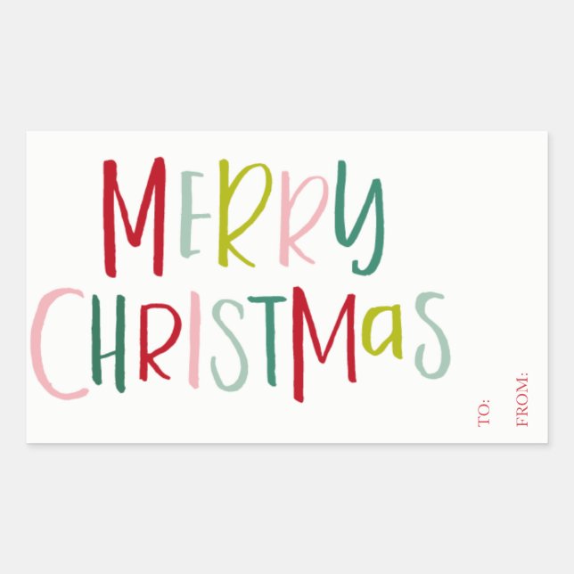 Farbenfrohe Weihnachtsgeschenke auf dem Aufkleber (Vorderseite)