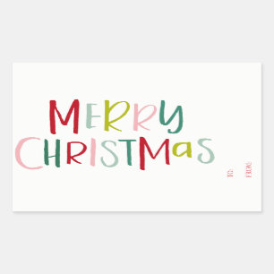 Farbenfrohe Weihnachtsgeschenke auf dem Aufkleber