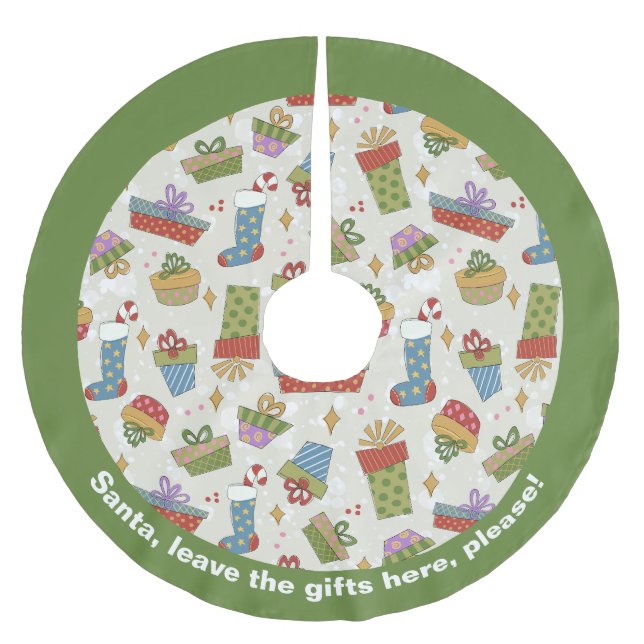 Farbenfrohe Weihnachtsgeschenke Polyester Weihnachtsbaumdecke (Vorderseite)